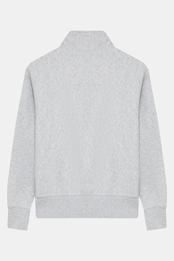 Gri Melanj Dik Yaka Kadın Sweatshirt 2