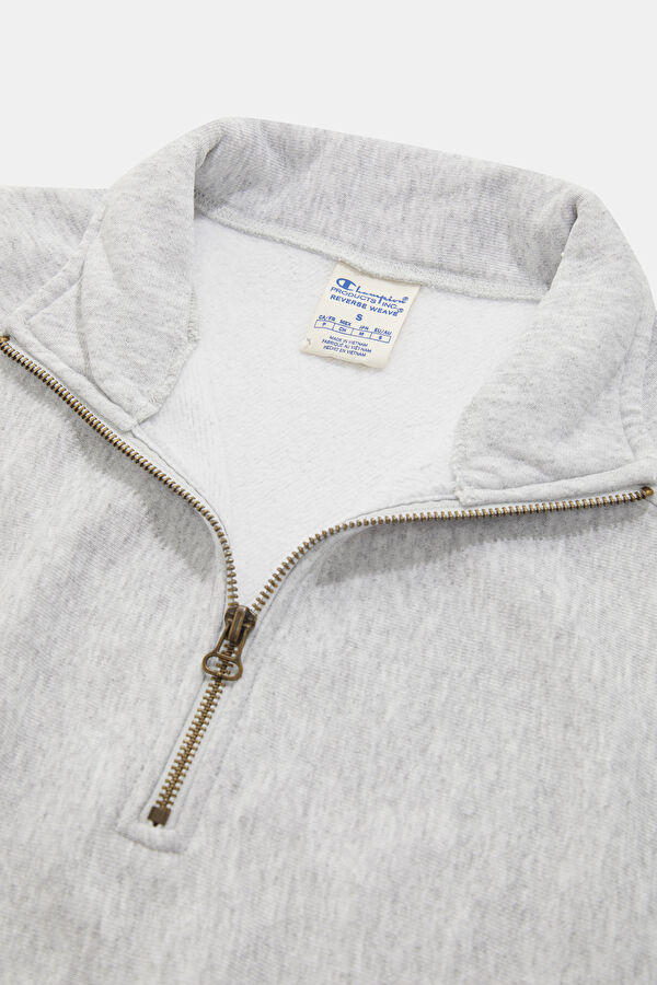 Gri Melanj Dik Yaka Kadın Sweatshirt 3