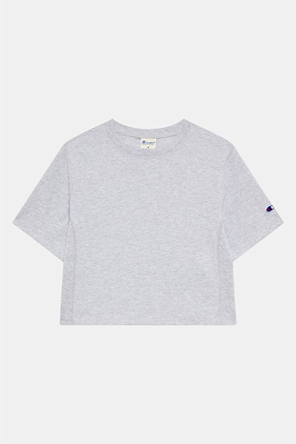 Gri Melanj Bisiklet Yaka Kadın T-Shirt