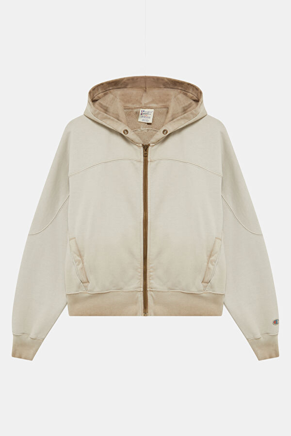 Koyu Bej Kapuşonlu Kadın Sweatshirt
