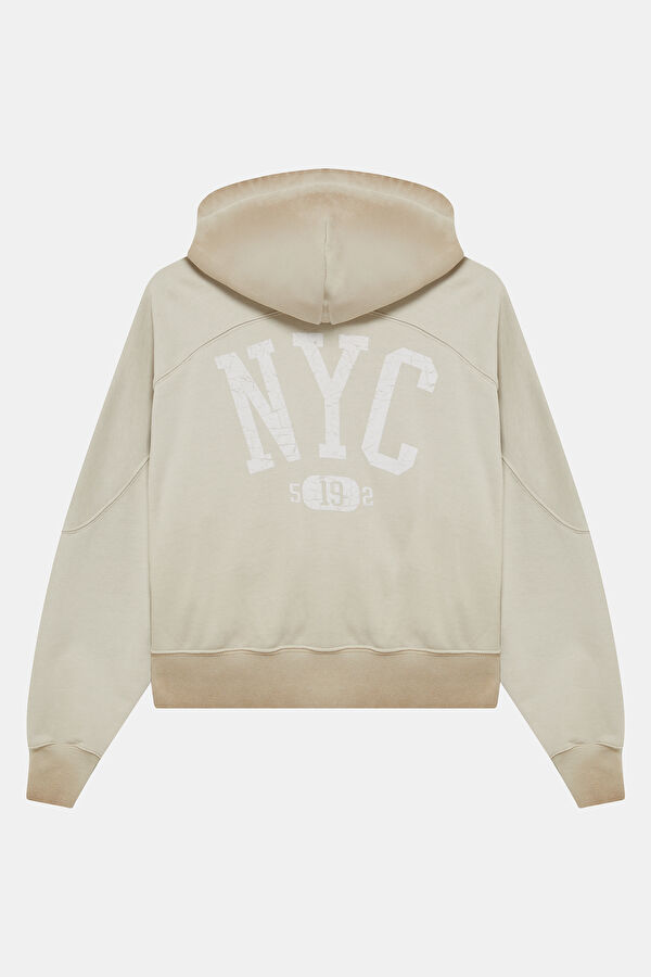 Koyu Bej Kapuşonlu Kadın Sweatshirt 2