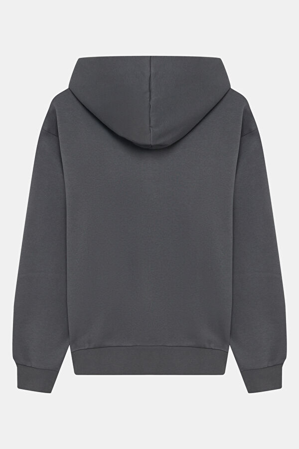 Antrasit Kapuşonlu Kadın Sweatshirt 2