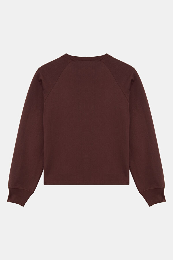Coffee-colored crew neck women's T-shirt 2