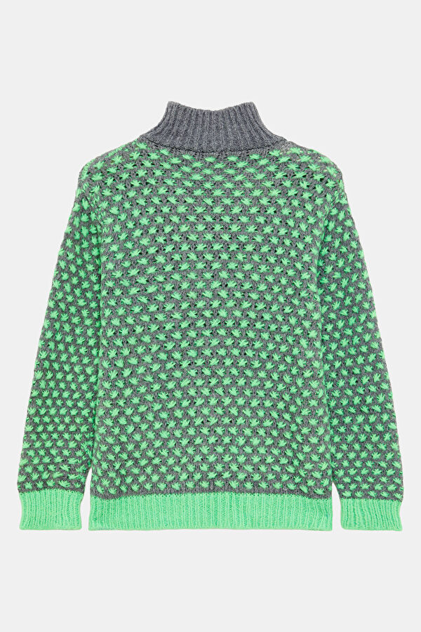 Grey Melange Patterned Women's Sweater 2