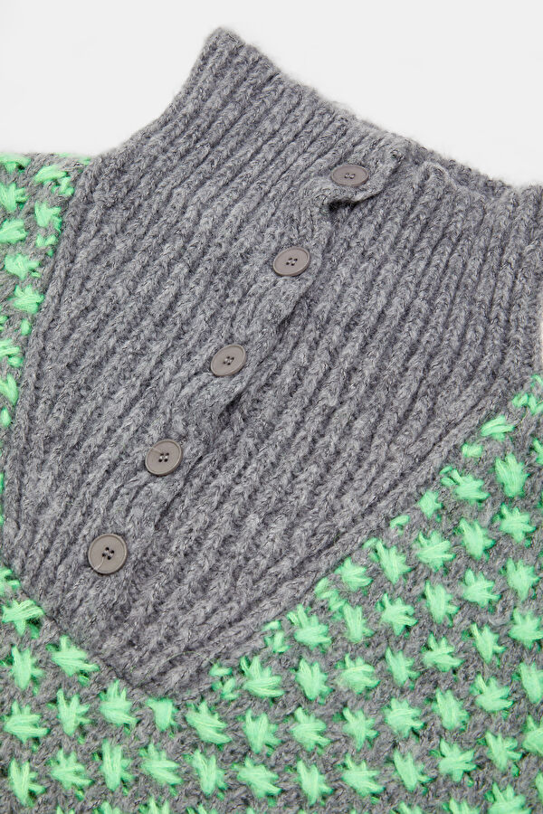 Grey Melange Patterned Women's Sweater 3