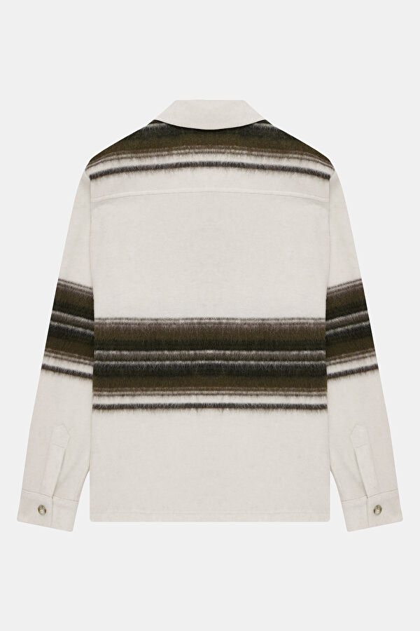 Men's Regular Shirt with Off-White Striped Pattern 2