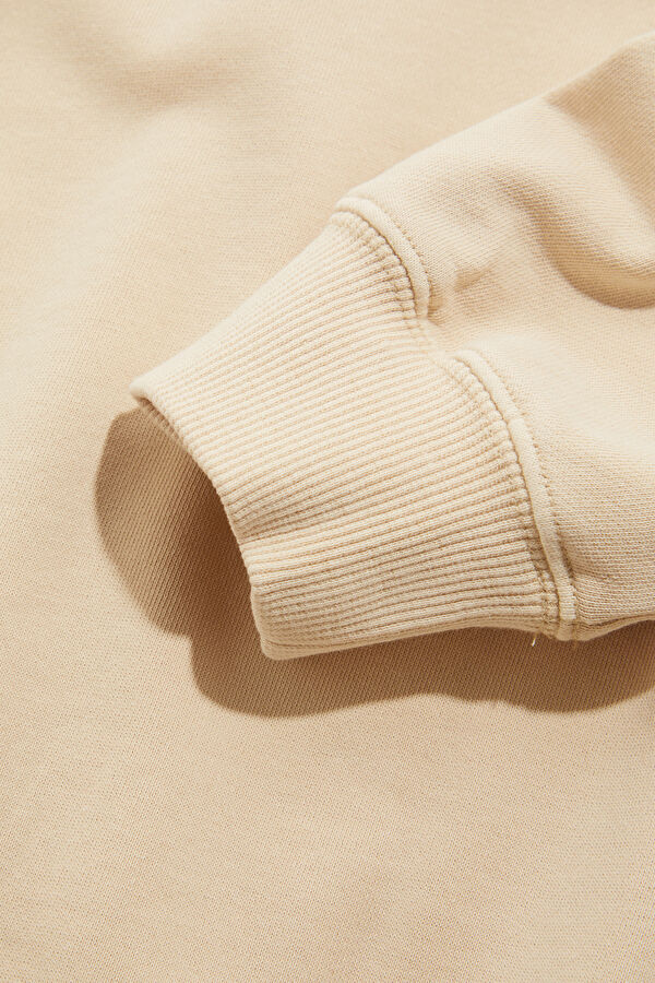 Krem Relax Kalıp Bisiklet Yaka Erkek Sweatshirt 5