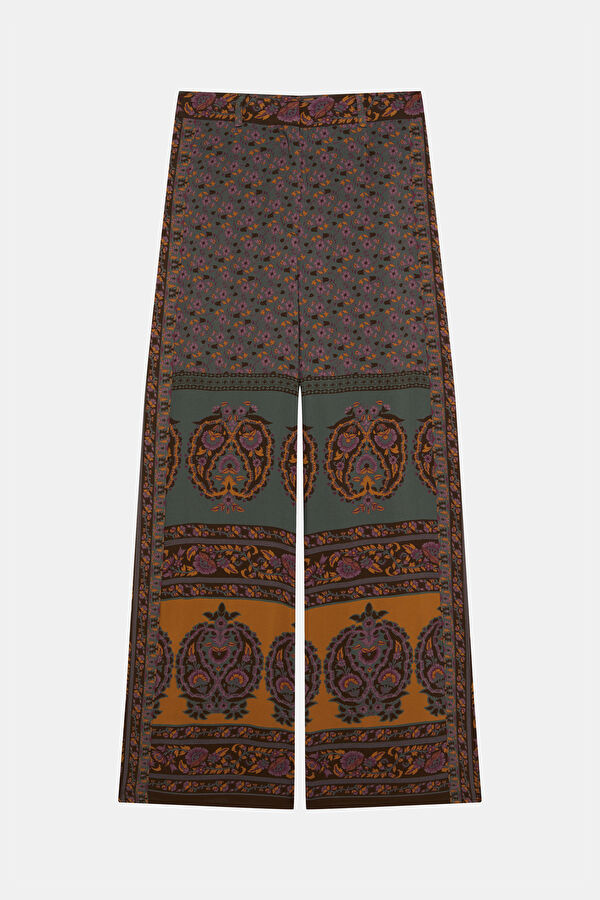 Koyu Kahve Wide Leg Viskon Kadın Pantolon
