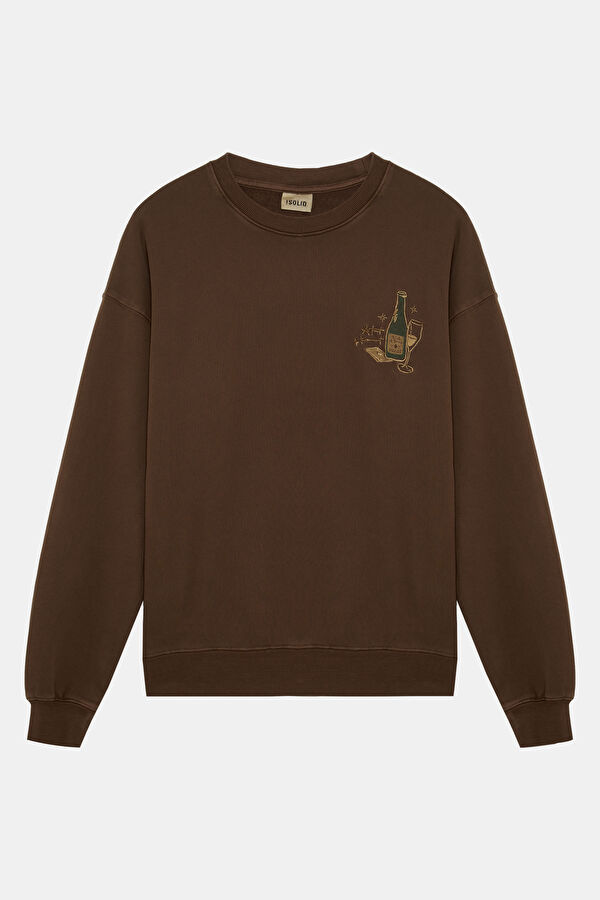 Siyah Relax Kalıp Bisiklet Yaka Erkek Sweatshirt