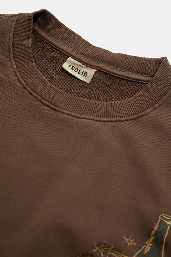Siyah Relax Kalıp Bisiklet Yaka Erkek Sweatshirt 6
