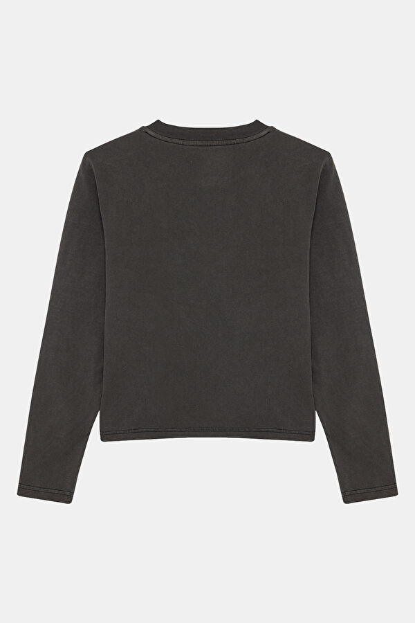 Slim Fit Black Crew Neck Women's T-Shirt 2