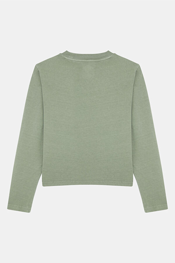 Slim Fit Khaki Crew Neck Women's T-Shirt 2