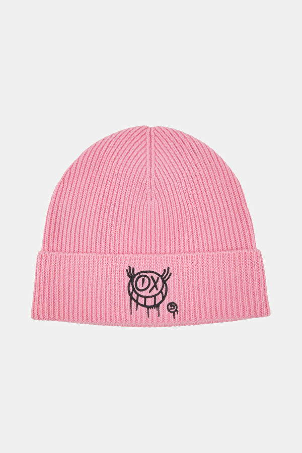 Pink Printed Wool Beanie