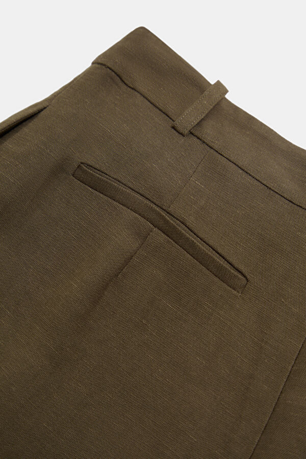 Coffee Wide Leg Linen Women's Trousers 4