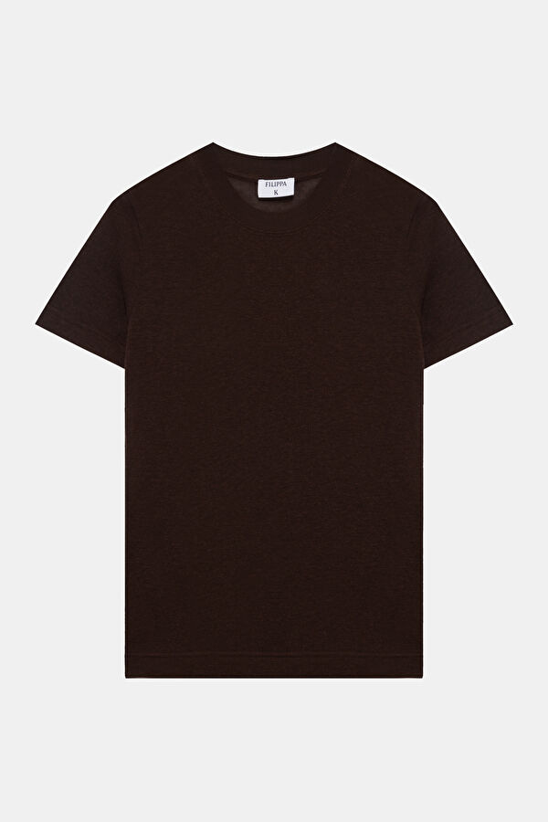 Kahve O Yaka Kadın T-Shirt