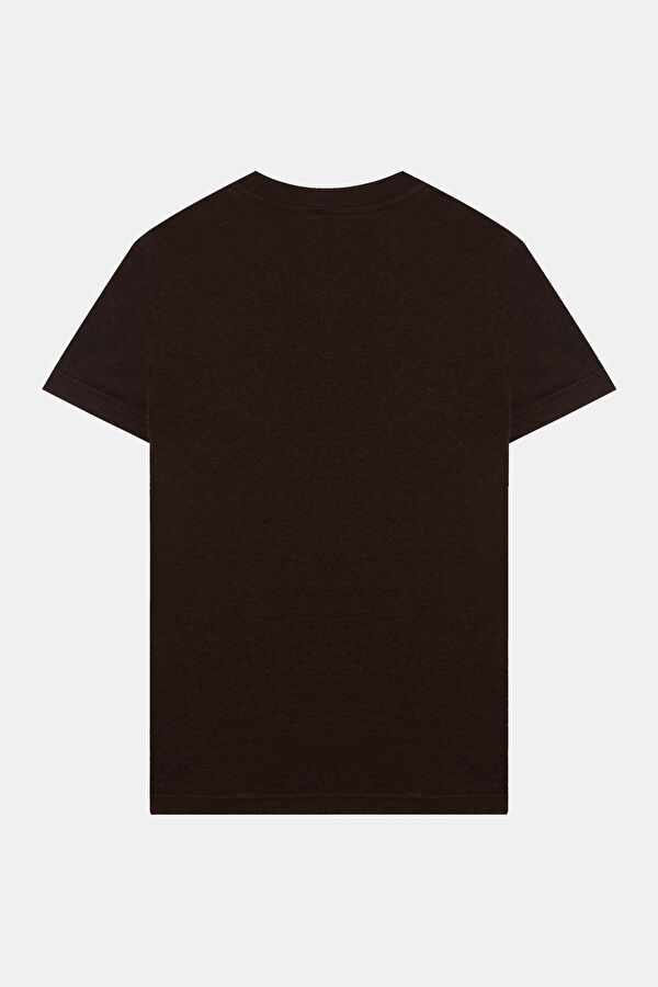 Kahve O Yaka Kadın T-Shirt 2