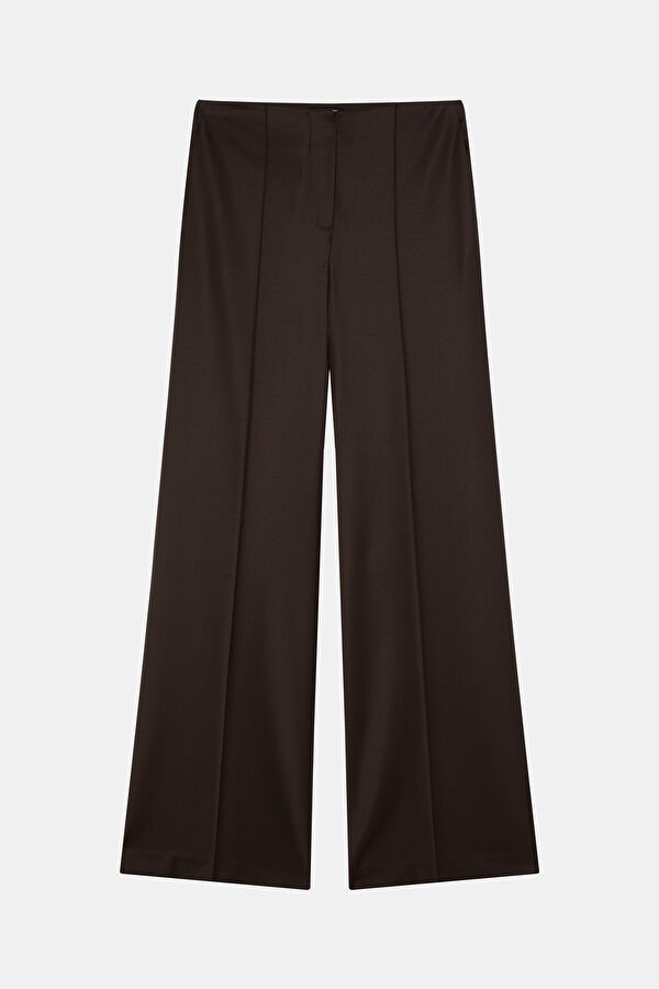 Coffee Brown Straight Leg Wool Women's Trousers 3