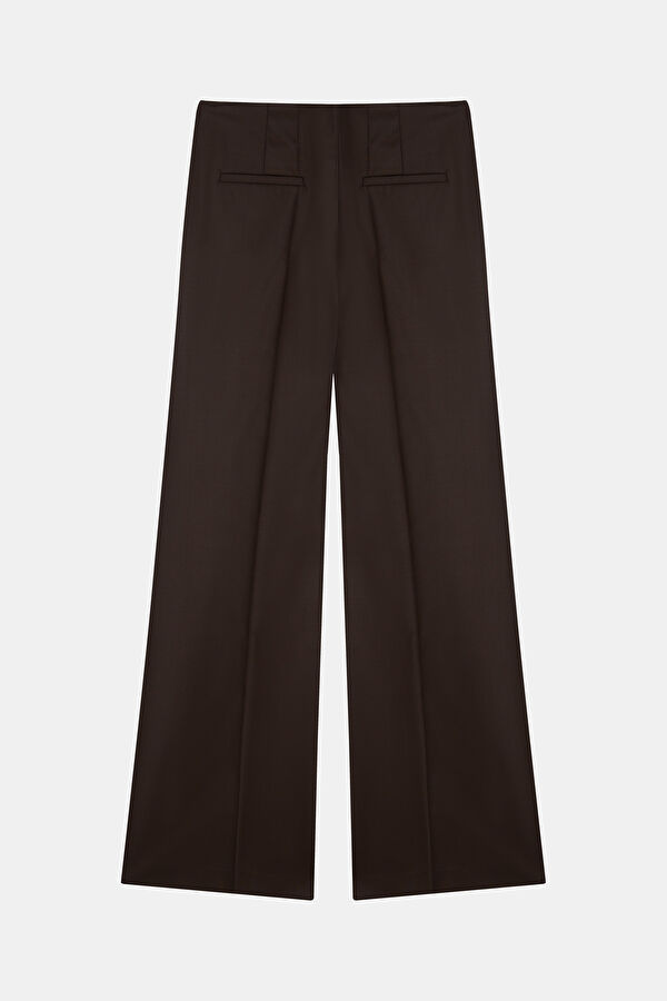 Coffee Brown Straight Leg Wool Women's Trousers 4