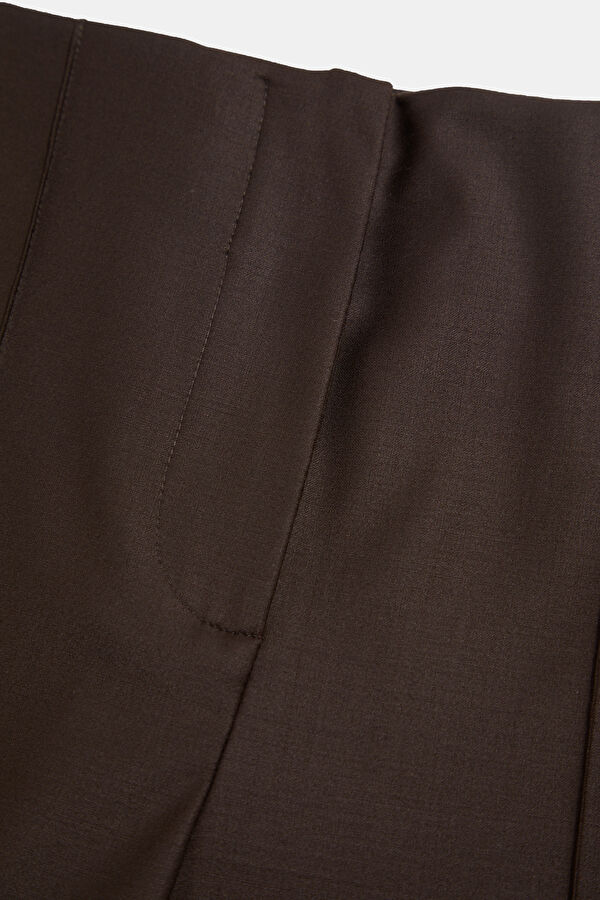 Coffee Brown Straight Leg Wool Women's Trousers 5