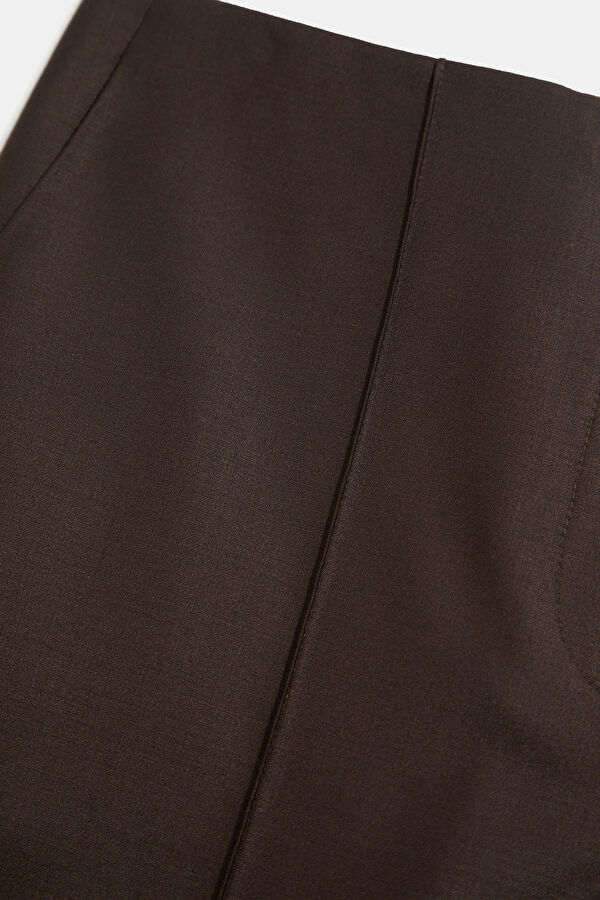 Coffee Brown Straight Leg Wool Women's Trousers 6