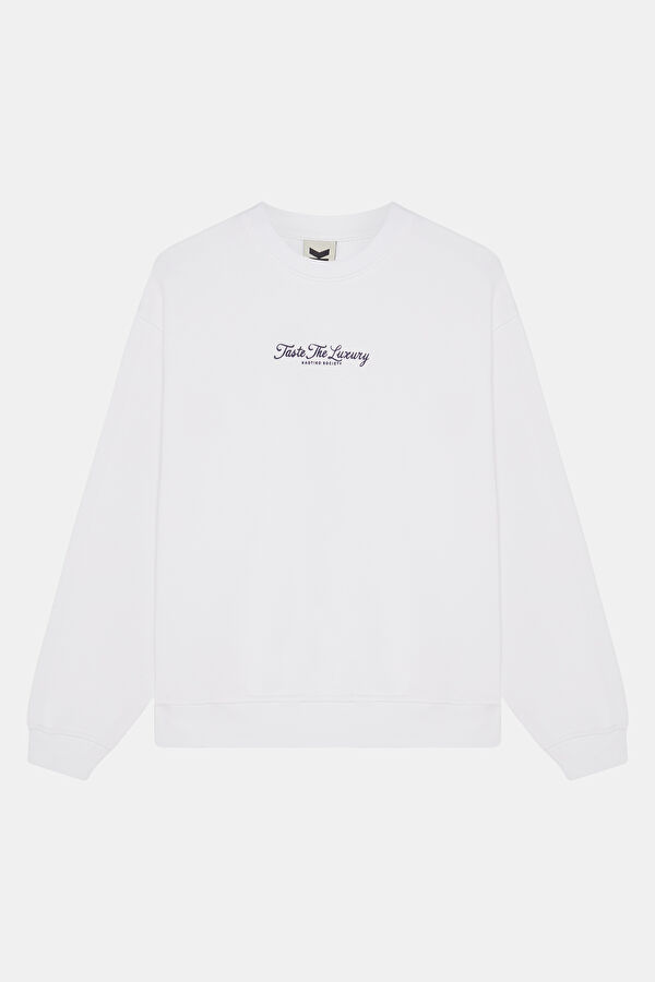 Krem Relax Kalıp O Yaka Kadın Sweatshirt 4