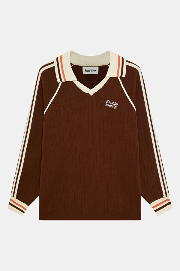 Coffee Relax Fit Polo Collar Men's Sweatshirt