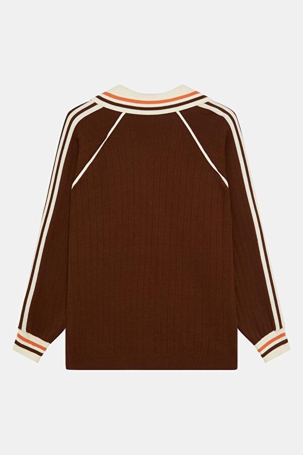 Coffee Relax Fit Polo Collar Men's Sweatshirt 2