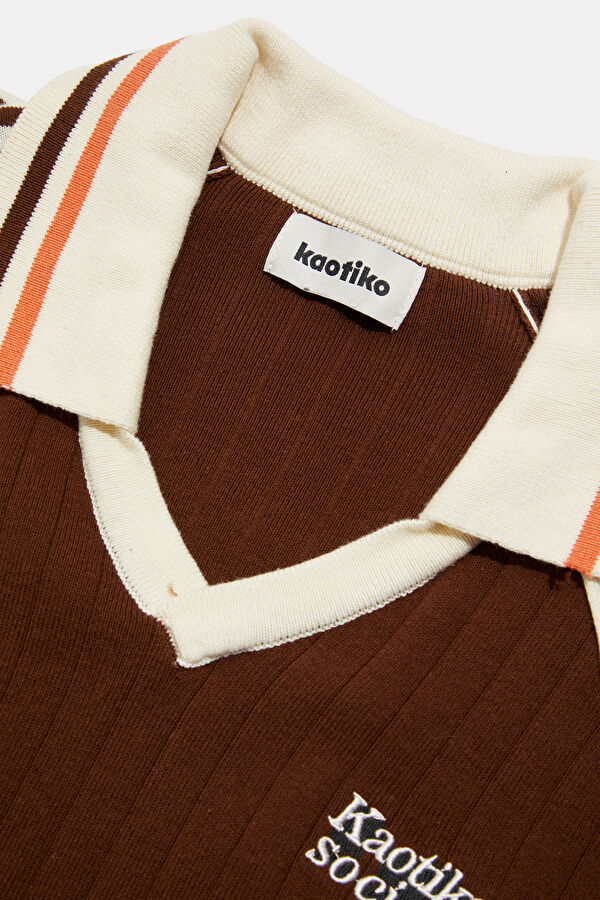 Coffee Relax Fit Polo Collar Men's Sweatshirt 3