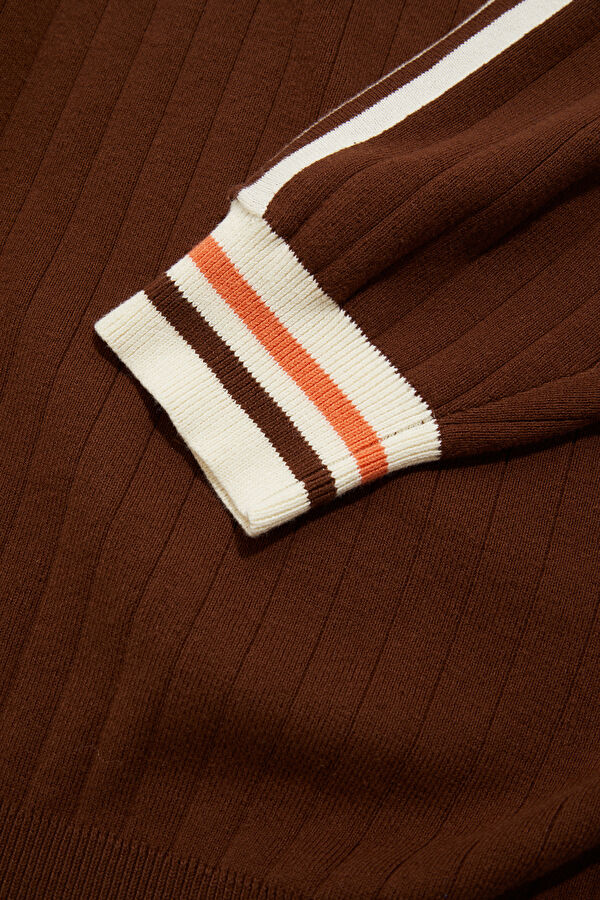 Coffee Relax Fit Polo Collar Men's Sweatshirt 4