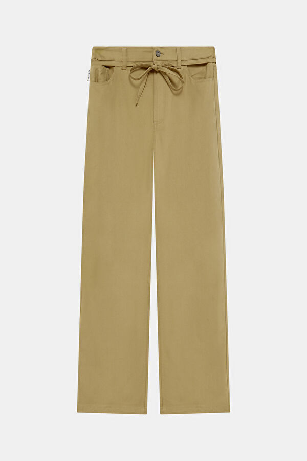 Bej Wide Leg Kadın Pantolon