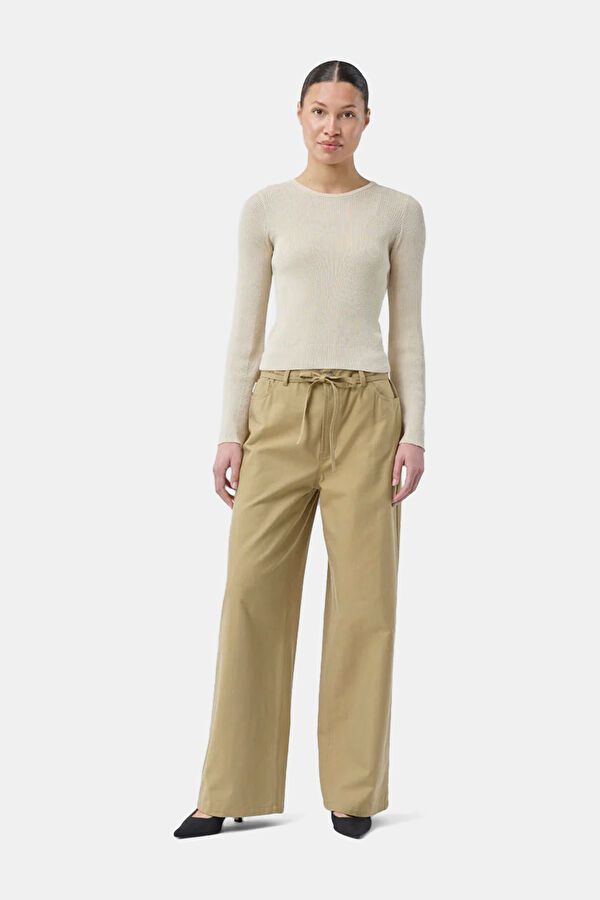 Bej Wide Leg Kadın Pantolon 2