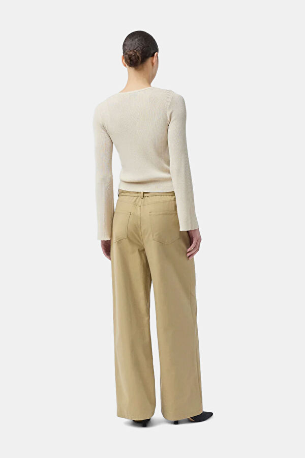 Bej Wide Leg Kadın Pantolon 3