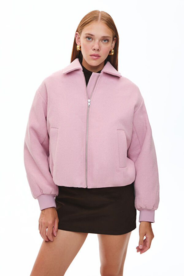 Lilac Buttoned Wool Women's Jacket