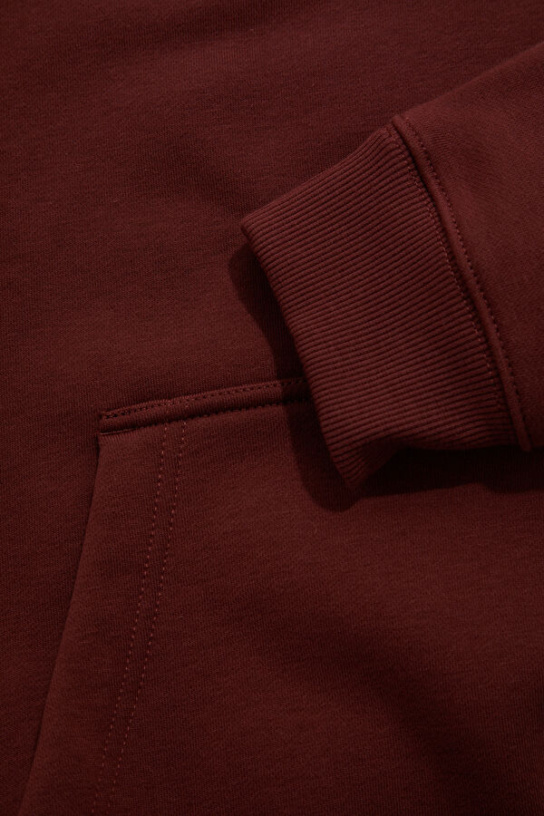 Bordo Relax Kalıp Kapuşonlu Erkek Sweatshirt 5
