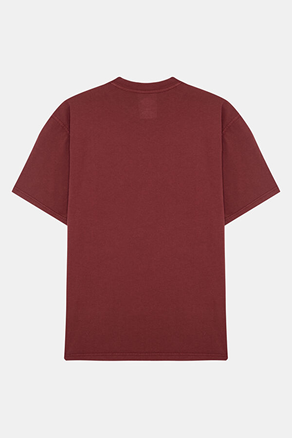 Relax Kalıp Bordo Bisiklet Yaka Erkek T-Shirt 2