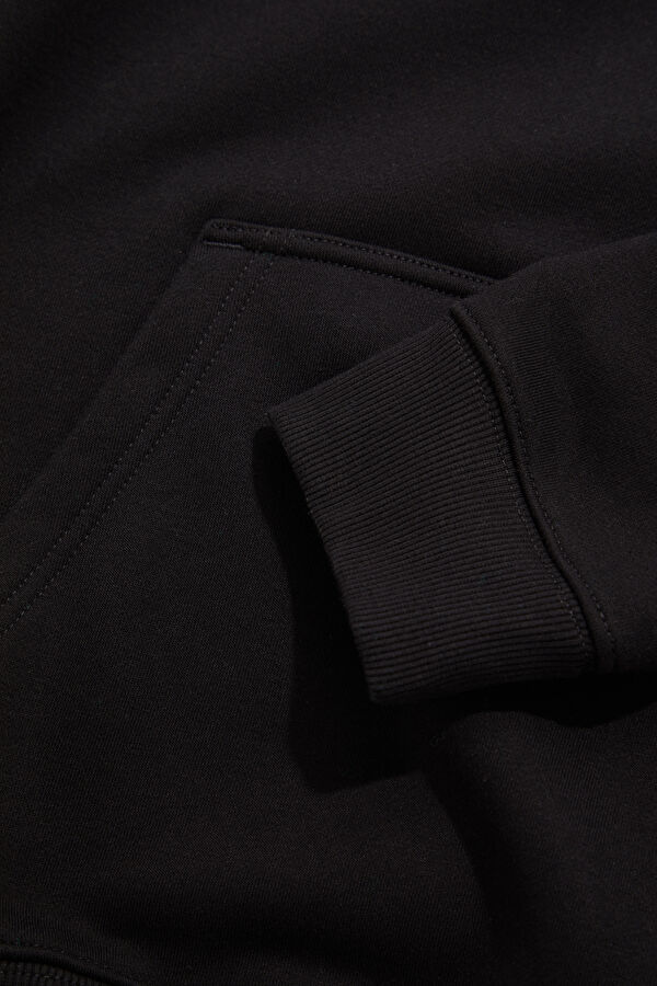 Siyah Relax Kalıp Kapuşonlu Erkek Sweatshirt 5