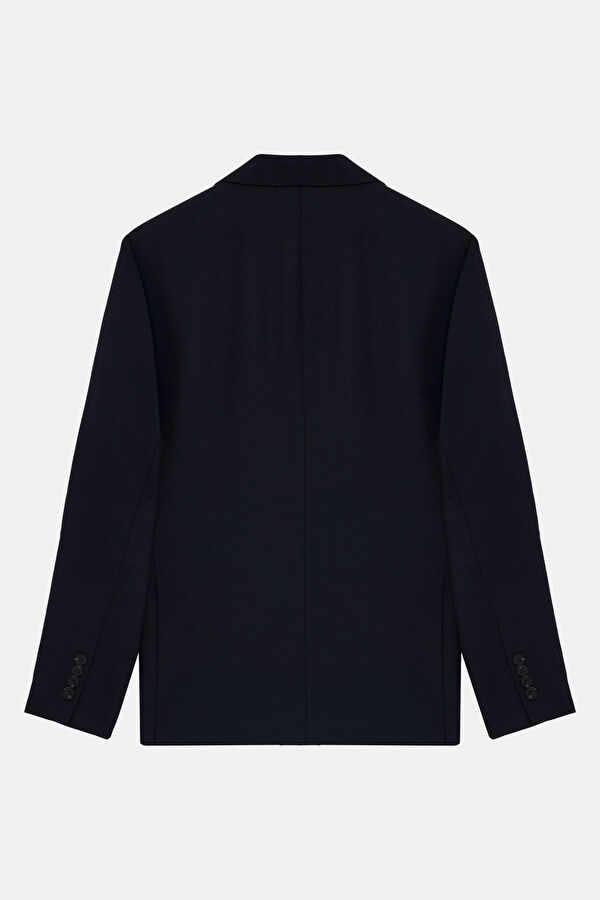 Navy Blue Buttoned Wool Men's Jacket 2