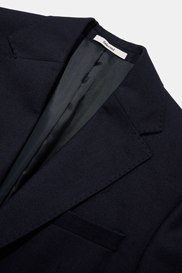 Navy Blue Buttoned Wool Men's Jacket 3
