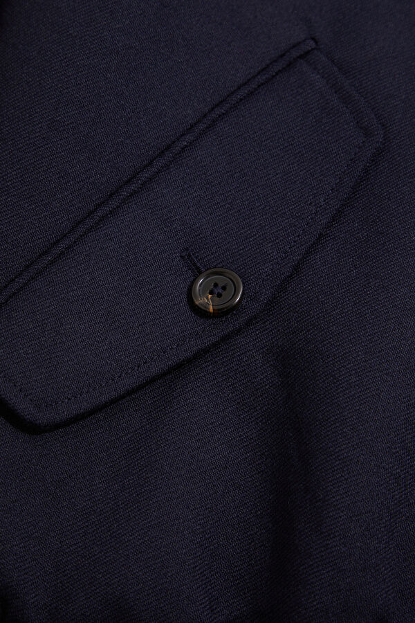 Navy Blue Zip-Up Wool Men's Jacket 8