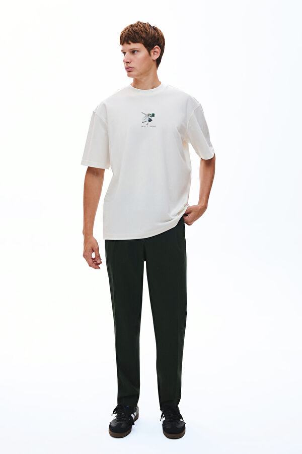 Dark Green Straight Men's Pants