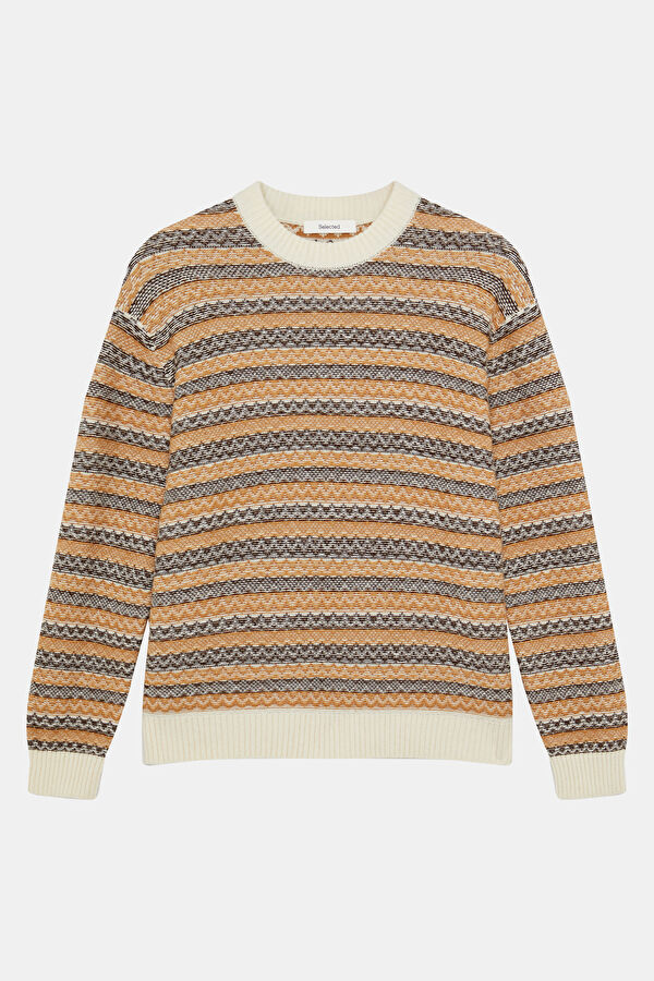 Cream Striped Men's Sweater