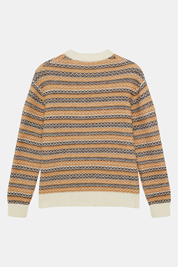 Cream Striped Men's Sweater 2