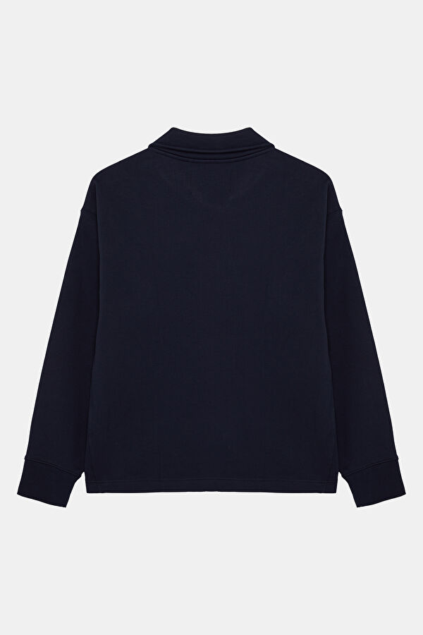 Lacivert Dik Yaka Erkek Sweatshirt 2