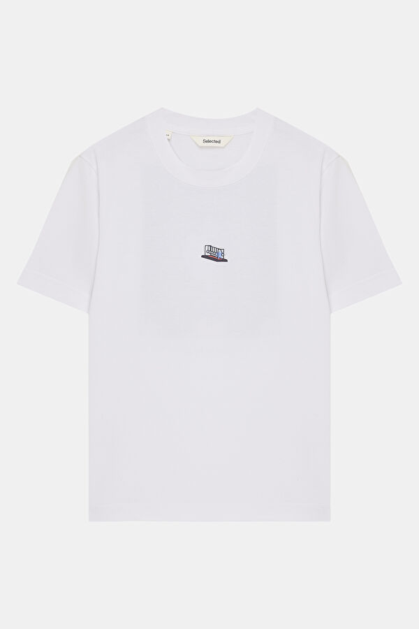 Relax Kalıp Beyaz Bisiklet Yaka Erkek T-Shirt