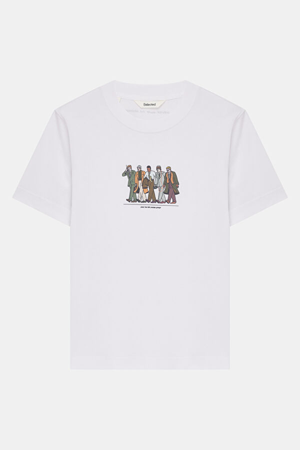 Relax Kalıp Beyaz Bisiklet Yaka Erkek T-Shirt 4
