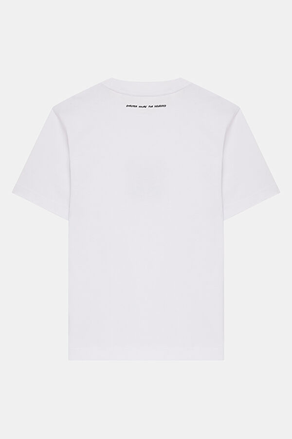 Relax Kalıp Beyaz Bisiklet Yaka Erkek T-Shirt 5