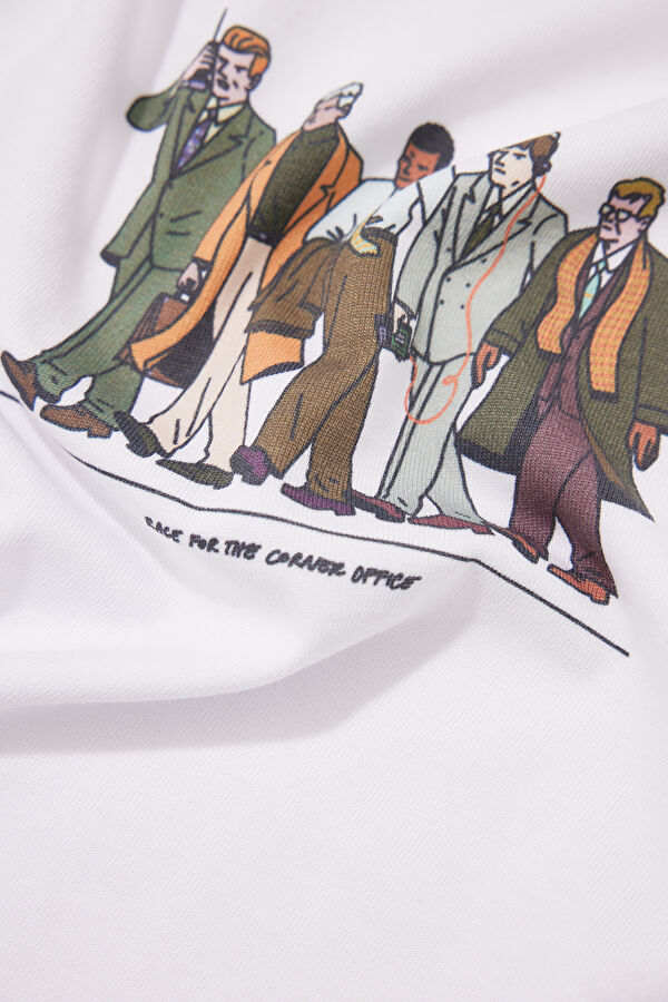 Relax Kalıp Beyaz Bisiklet Yaka Erkek T-Shirt 7