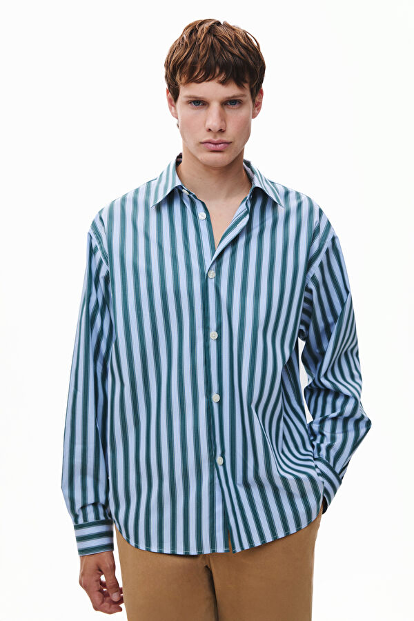 Relax Fit Blue Striped Men's Shirt