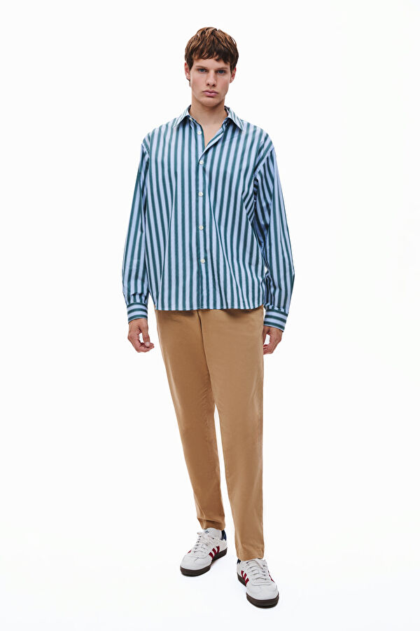Relax Fit Blue Striped Men's Shirt 3