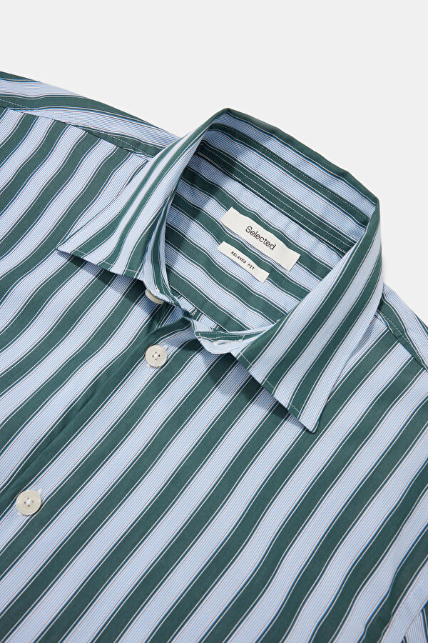 Relax Fit Blue Striped Men's Shirt 6
